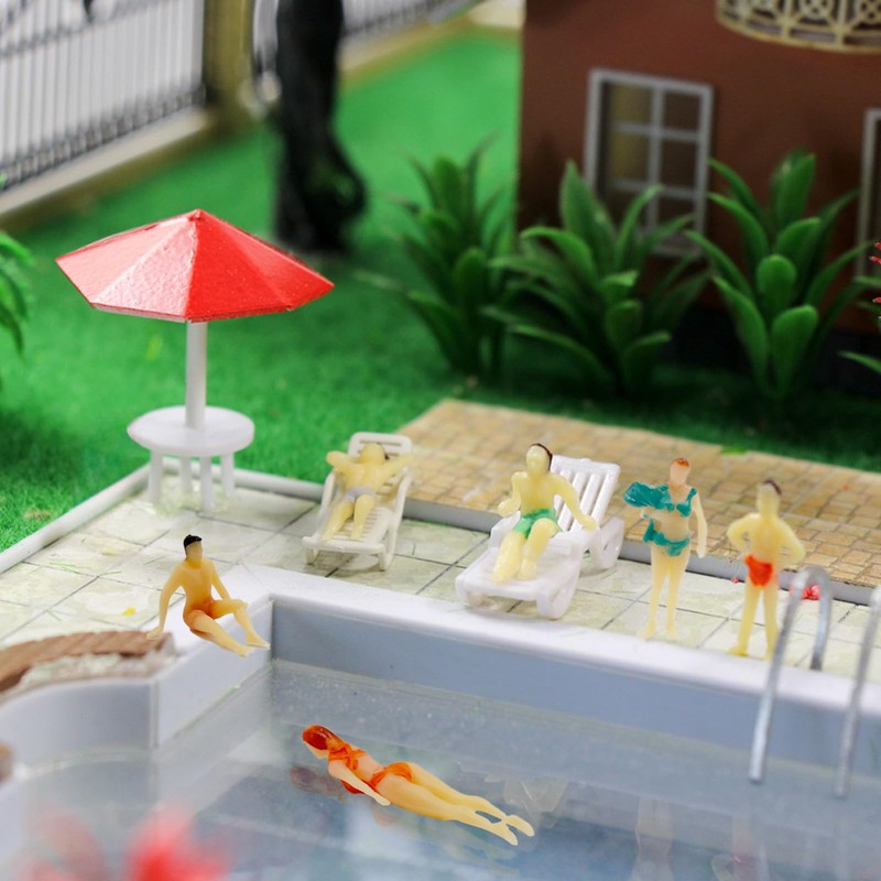 Hiawbon 30 pcs 1:75 Scale Mini Painted People Model Beach