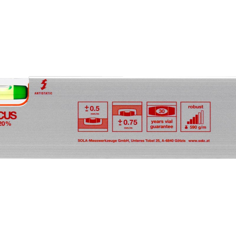 Sola 1010101"AZB 20" Spirit Level, Red, 20 cm