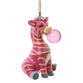 Kurt Adler Pink Zebra Bubblegum Ornament, 3.5-Inch, Glittery Resin Figurine - D4427
