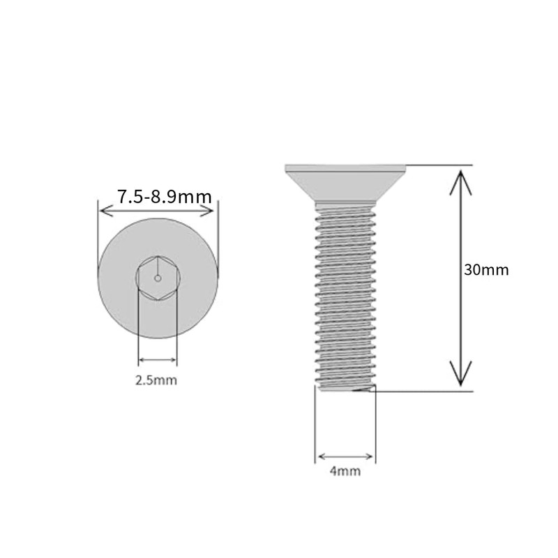 M4 (4mm x 30mm Inc Head) Hex Socket Countersunk Machine