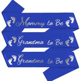 Mommy to be (1), Grandma to be (2) - Baby Shower Decorations, Gender Reveal, Welcome Baby, Baby Sprinkle, Baby Shower, Blue Sash Baby Shower - Mommy to Be - Royal Blue Sash with Silver Lettering
