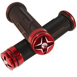 MotorToGo Red Handlebar Grips Gel with Bling Diamond End Caps Compatible for 2017 Ducati 959 Panigale
