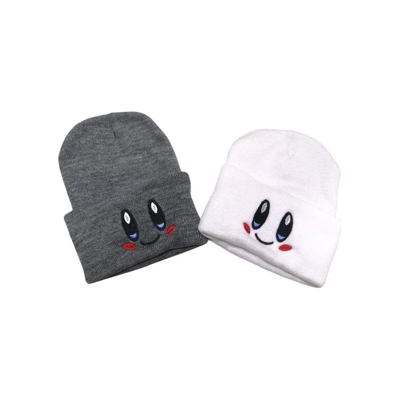 Duo Beanie Rosa Y Blanco Ojitos Gorrito Kirby Invierno Geek