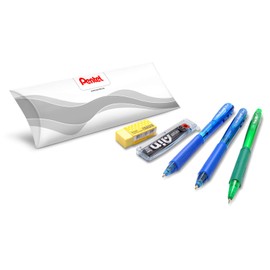 Pentel School/Office/Smart Working Set (2 x Wow Blue Retractable Balls, 1 x Wow Mechanical Pencil 0.7mm, 1 x Tube of 0.7mm B, 1 x Eraser)