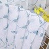 Tollpiz Leaves Short Sheer Curtain Teal Blue Leaf Embroidery Living