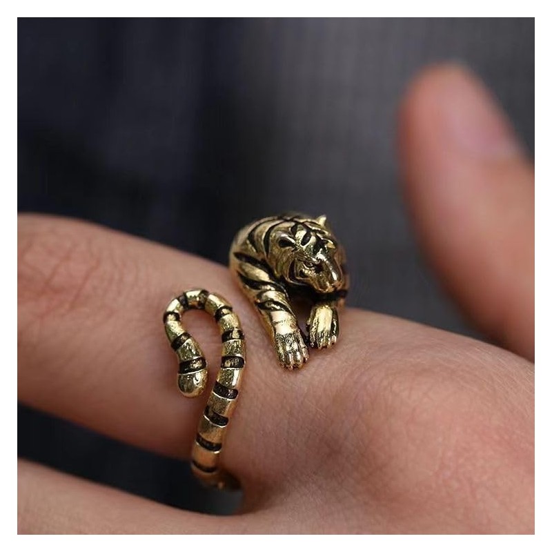 POYAMUSE Cool Thai Silver Tiger Tail Wrap Ring for Men