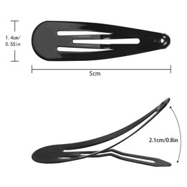 Hair Clips 20 Pcs 5cm Metal Hair Clips, Non-Slip Snap Barrettes, Black Hair Accessories with Hairband, Strong Hold for Thin or Thick Hair