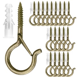 PlusRoc 20 Pack Q-Hanger String Light Hooks for Haning Lights Plants, 2.2 Inch Bronze Cup Hooks Screw in Ceiling Hooks Eye Hook, Wall Mount Ceiling Mount