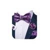 YOHOWA Mens Bow Tie Set with Lapel Pin Brooch Purple