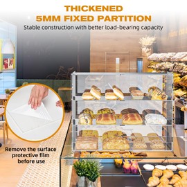 Cityjoy 3-Tier Commercial Bakery Display Case, 19.49"x 14.96"x 10.23" Pastry Display Case Countertop Display Cabinet Box for Bread Dessert Food Cookie Baking