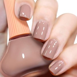 COSMOO- Esmalte de uñas café claro, 12 ml, elegante esmalte de uñas de secado rápido para decoración de uñas, 0,41 fl oz