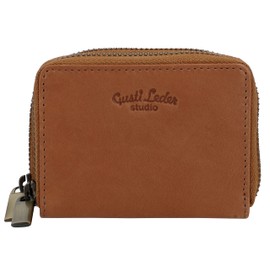 Gusti Dillon Women's Leather Wallet Card Holder Small Brown Leather, hazelnut, Classic