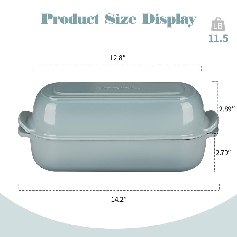 Enameled Cast Iron Loaf Pan with Lid, Dutch Oven Bread