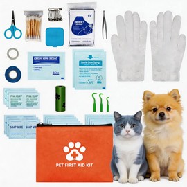 Pet Outdoor First Aid Kit - Vet-Approved Emergency Supplies for Dogs, Cats & Even Humans - Waterproof Hard Case with Tick Remover Tool & Portable Pill Box for Home, Travel, Car, Camping & Hiking