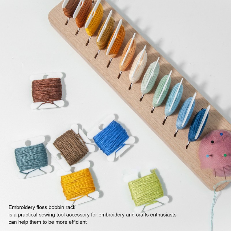 Embroidery Floss Bobbin Rack 12 Positions DIY Beech Wood Floss