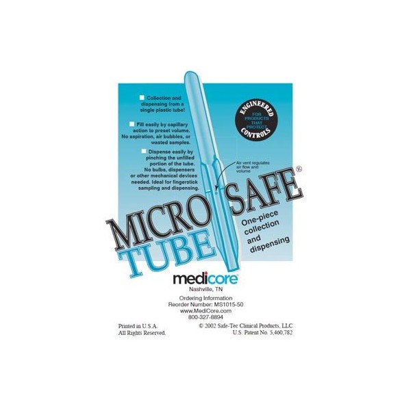 Medicore Medical Supply 1015-50 MicroSafe Capillary Tube, Pack of 50