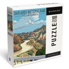 Lantern Press 1000 Piece Jigsaw Puzzle, Badlands National Park, South Dakota, Road Scene