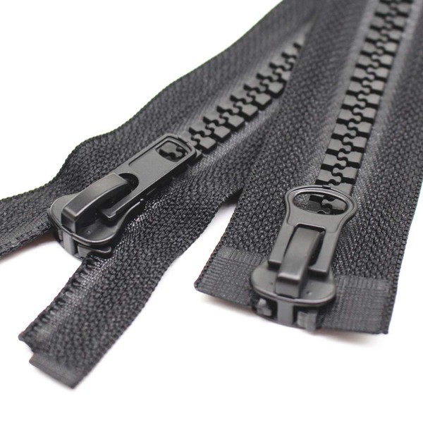 MebuZip 112 cm #10 Zip Plastic 2 Way Separable Black