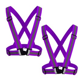 YUNLOVXEE Reflective Strap Safety Vest Gear - 2-10 Pack Adjustable High Visible Reflective Running Gear for Women Men Night (Purple x2)