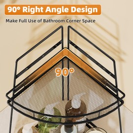 VITVITI 2 Tier Corner Bathroom Counter Organizer, Metal Bathroom Countertop Organizer Shelf Storage, Bathroom Sink Makeup Organizer for Vanity Perfume Skincare with Hooks, Black