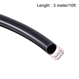 TOP-VIGOR Black PVC Tube Wire Harness Tubing, 1/4-inch(6mm) ID 0.28-inch(7mm) OD 10ft Length Sleeve