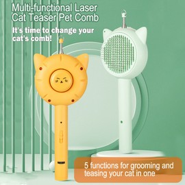 Cat Teaser Toys Laser Teaser Stick Feather Bell Pet Comb Cat Toys Retractable Teaser Stick Interactive Cat Toy Rechargeable Multifunctional Teasing Stick Red Laser Light Pointer Exercises Training Tool for Kittens Cats