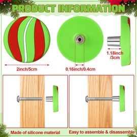 12 Pcs Christmas Knobs Covers for Cabinet Red and Green Decorative Cabinet Knobs 3D Silicone Peppermint Christmas Drawer Pulls for Holiday Kitchen Bathroom Dressers Home Party Decorations