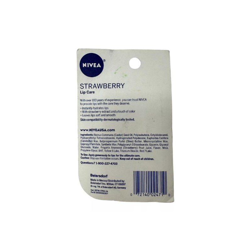 Nivea Strawberry Lip Care 2 Pack Tinted Scented 0.17 oz