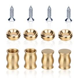 4 PCS Brass Cutting Board Feet with Silicone Anti-Slip Pads, Stainless Steel Screws and Brass Self-Tapping Screws for Cutting Boards, Cabinets, Sofas and Chairs and Other Furniture （Bamboo Shape）