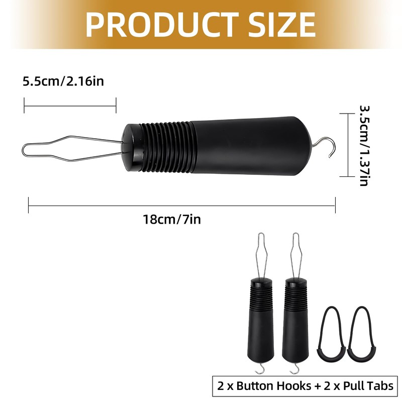 2 Pieces Button Hook，Zip Puller Aid One Hand Buttons Aids