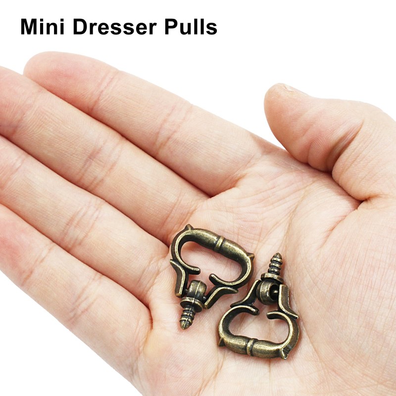 Piutouyar 20 Pcs Mini Pull Handles, Antique Bronze Cabinet Handles,