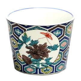 Kutani Ware MCF-10 Blue Subura Kiln Inokuchi Soba Inokuchi, Old Kutani Color Picture, Turtle Shell Peony Butterfly