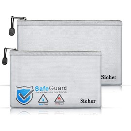 Vemingo Feuerfeste Tasche Dokumententasche | Feuersichere Wasserdichte Tasche Hlle Beutel Beh?lter fr A4 Dokumente Passport Bankdatei Geld Wertsachen | aus Hochwertigem Silikon Fiberglas 34x23cm & 27.5x17cm