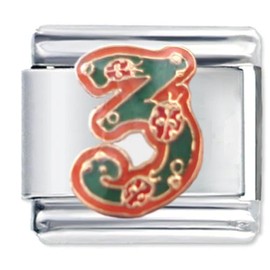 Quiges 9 mm Italian Style Charm Model Stainless Steel Number 3 for Italy Charm Bracelets, Stainless Steel