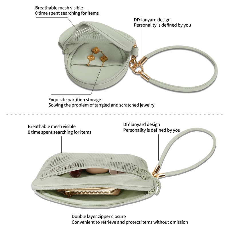 GIVLEFLY 2PCS Mini Mesh Pouch Set for Women, Small Pouch