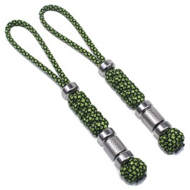 2 Pack Paracord Knife Lanyard with Stainless Steel Beads Paracord Lanyards for Knife EDC Tools Keychains (Green & Black, 5.3 INCHES)