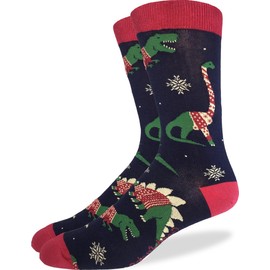 Good Luck Sock Men's Dinosaurs Wearing Christmas Sweaters Socks, Adult, Shoe Size 7-12