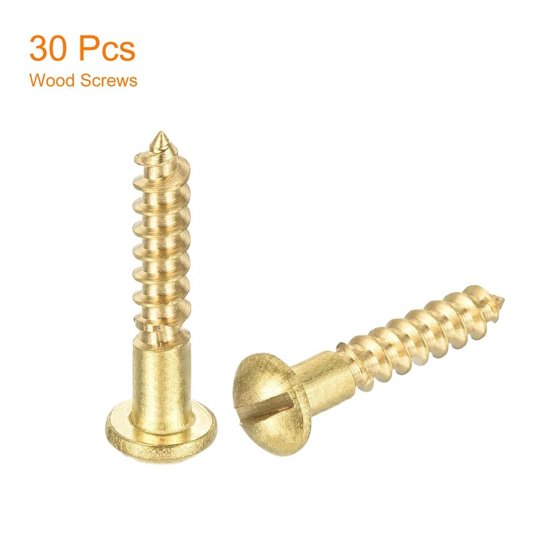 sourcing map Wood Screws M3.5 x 20mm Slotted Round Head
