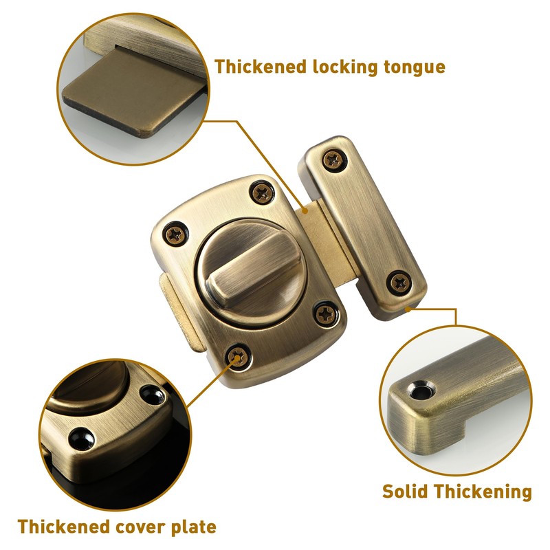 Alise Gate Latch Slide Bolt Latches Lock,Medium Size Safety Double