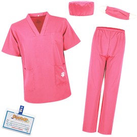 Kids Nurse Costume Doctor Costume Dentist Costume For Kids Play House Pretend Play Dress Up Party Pink 6-8 yrs 140cm