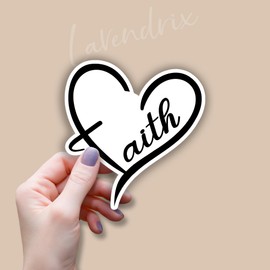 (3Pcs) Faith Sticker Inspirational Quotes Motivational Sayings Christian Jesus Bible Verse Heartshape Vinyl Decal for Tumbler Laptop Kindle Water Bottles Book Phone - Size 3x2.8