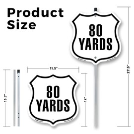 80 Yards Golf Course Running Race 5k Marathon Distance Marker (2 Pack) 12 inch X 12 inch Shield Shaped Commercial Grade Plastic Signs with Aluminum Mounting Stakes Weather Resistant Made in the USA