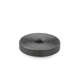 Ganter Normelemente Flat knurled nuts, knurled nuts (low shape), DIN 467-M10, pack of 5, burnished steel, thread: M10