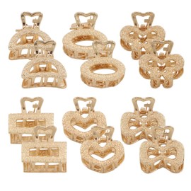 Small Metal Hair Clips 12 PCS 0.98 Inch Mini Gold Hair Clips for Women Girls Hairs Accessories for Shopping Work Beach Vacation Wedding (Gold)