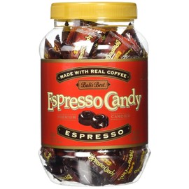 Bali's Best Espresso Candy, 1 Pound Jar, Individually Wrapped Hard Candy with Espresso Filled Center, Made with Real Sumatran Coffee, Halal