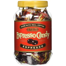 Bali's Best Espresso Candy, 1 Pound Jar, Individually Wrapped Hard Candy with Espresso Filled Center, Made with Real Sumatran Coffee, Halal