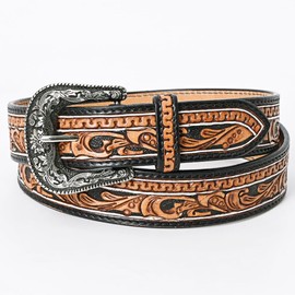 American Darling Beautifully Hand Tooled Black Genuine American Leather Belt Men and Women Western Belt with Removable Buckle