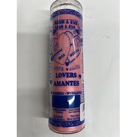 Adam & Eve (Adan & Eva) Unscented Pink Pillar Candle in Glass