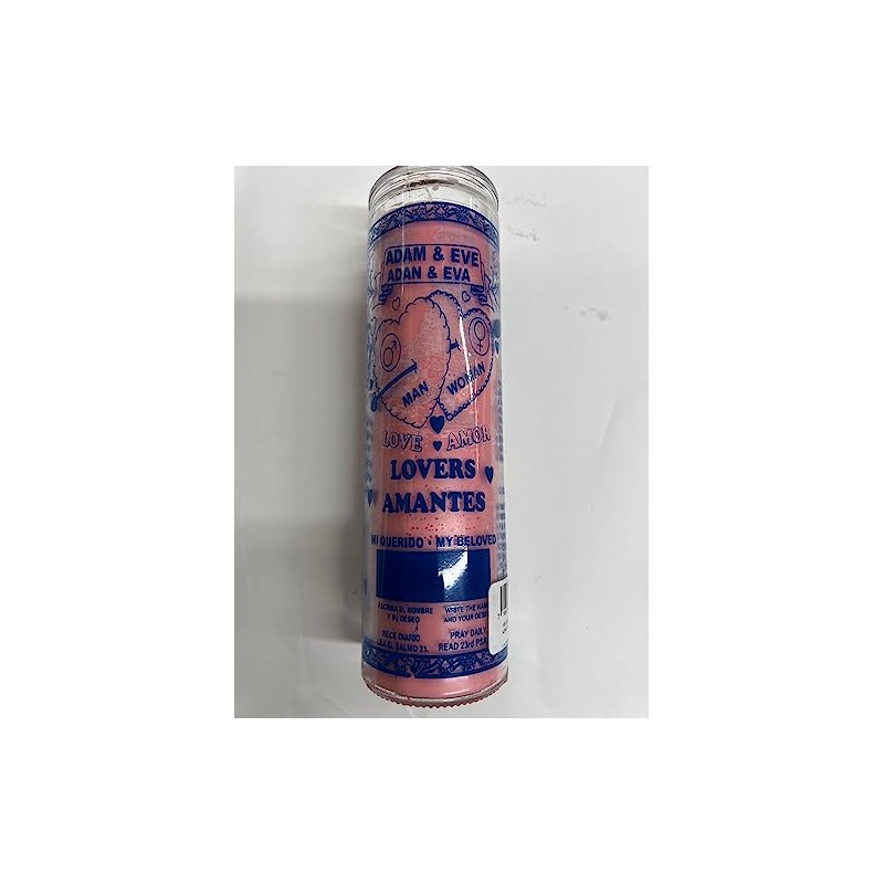 Adam & Eve (Adan & Eva) Unscented Pink Pillar Candle
