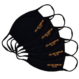USS Lake Champlain CG-57 Adult Black Face Mask 100% Cotton/Washable Reusable/Ticonderoga Class Cruiser